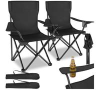 Chaise de camping - TECTAKE - Lot de 2 fauteuils GIL pliables, support pour boisson et sac de transport, 80 x 48 x 84,5 cm - Noir