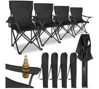 Chaise de camping - TECTAKE - Lot de 4 fauteuils GIL pliables, support pour boisson et sac de transport, 80 x 48 x 84,5 cm - Noir