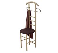 Chaise de chambre / valet de nuit portant en acier beige et similicuir marron MED05103