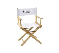 Toilinux - Chaise de cinéma pliante - Artiste - Bois et blanc