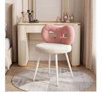 Chaise de Coiffage avec Nœud - Style Crème, Idéal pour Table de Maquillage - Salle de Manucure ou Décoration Chambre Fille - rose