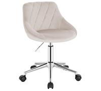 Chaise de coiffeuse à roulettes en velours - EUGAD - Tabouret pivotant - Avec dossier - Crème Blanc