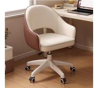Chaise de coiffeuse avec accoudoirs et roulettes, adaptée à une utilisation à la maison et au bureau, conçue de manière ergonomique pour les études, le maquillage, les chambres et les étu White Brown