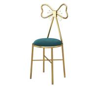 Chaise de coiffeuse avec dossier papillon pour filles - Tabouret de maquillage élégant en cuir synthétique vert foncé et velours - Parfait pour la chambre à coucher et les espaces créatifs
