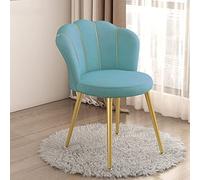 Chaise de coiffeuse avec dossier - Siège de salon en forme de coquille, pieds en métal doré, coussin en tissu rembourré, élégant et confortable pour la maison, le bureau, la chambre à coucher, la