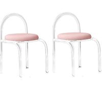 Chaise de coiffeuse en acrylique transparent avec coussin en velours, chaise de salle à manger moderne empilable pour salle de maquillage, chaise d'appoint pour chambre à coucher, salon