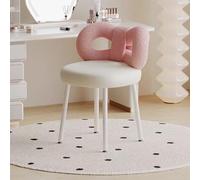 Chaise de coiffeuse en velours rose avec nœud arrière, tabouret de maquillage sans accoudoirs pour la maison, le bureau et la coiffeuse, pieds en métal élégants, parfait pour la décoration de la