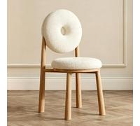 Chaise de coiffeuse minimaliste sans accoudoirs de style français avec coussin haute résilience, tabouret décoratif rond pour chambre à coucher et salle à manger