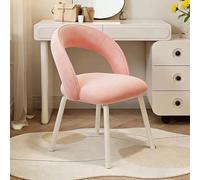 Chaise de coiffeuse moderne avec dossier creux, support en métal, pivotant à 360°, siège rembourré en fourrure pour salle de maquillage, salle de bain, chambre à coucher, salon, bureau