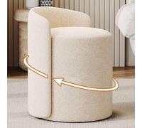 Chaise de coiffeuse moderne blanche avec pivot à 360° pour salle de maquillage, tabouret de maquillage à dossier bas pour salon, chambre à coucher et entrée