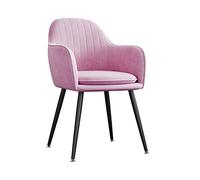 Chaise de coiffeuse moderne rose avec pieds en métal noir, tabouret de maquillage élégant pour coiffeuse et salon, banc à chaussures compact pour chambre à coucher, design tendance d'Europe du Nord