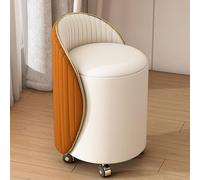 Chaise de coiffeuse multifonction en cuir synthétique avec roulettes, tabouret de maquillage élégant pour chambre à coucher et dressing, siège de rangement orange, tabouret roulant portable pour la