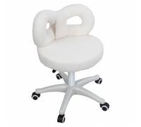 Chaise de coiffeuse pivotante, réglable en hauteur, avec roulettes, housse en peluche avec nœud papillon, chaise de bureau avec soutien lombaire, chaise de bureau confortable sans accoudoirs pour