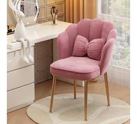 Chaise de Coiffeuse pour Salle de Maquillage, Chaise D'appoint Moderne avec Fauteuil en Velours en Forme de Fleur avec Oreiller et Pieds en Métal Doré pour Salon/Dressing/Chambre/Bureau à Domicile