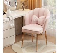 Chaise de Coiffeuse pour Salle de Maquillage, Chaise D'appoint Moderne avec Fauteuil en Velours en Forme de Fleur avec Oreiller et Pieds en Métal Doré pour Salon/Dressing/Chambre/Bureau à Domicile