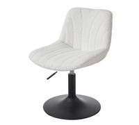 Chaise de Coiffeuse Réglable, Tabouret avec Dossier, Rotation 360°, Tissu Peluche, pour Coiffeuse, Blanc