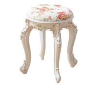 Chaise de coiffeuse ronde scandinave de 43 cm de hauteur d'assise vintage rembourrée tabouret de maquillage design portable petit espace repose-pieds safran simili cuir avec pieds