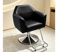 Chaise De Coiffure De Luxe Abordable Pour Salons De Coiffure, Dotée D'un Revêtement En Cuir PU Souple, D'une Capacité De Pivotement À 360°, D'un Repose-Pieds En Métal,Noir