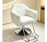 Chaise De Coiffure De Luxe Abordable Pour Salons De Coiffure, Dotée D'un Revêtement En Cuir PU Souple, D'une Capacité De Pivotement À 360°, D'un Repose-Pieds En Métal,Blanc