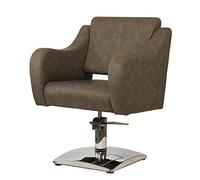 Chaise de coiffure professionnelle NeoBeauty Frida, Classique, Marron Grisé, Cuir écologique de haute qualité, Mousse dense résistante à l'usure, Pédale hydraulique, 69 x 68 x 49-59 cm