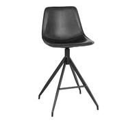Chaise de comptoir en cuir synthétique noir avec pieds noirs House Nordic