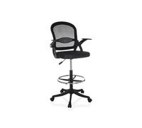 Chaise de comptoir Naluro Work - Ergonomique - Tissu polyester et résille - Noir