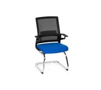 Chaise de conférence / chaise à piètement luge / siège INVENTOR V tissu noir / bleu