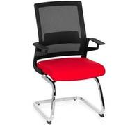 hjh OFFICE Chaise Bureau Cantilever Ergonomique avec Accoudoirs Inventor V Chaises de Réception pour Réunion, Conférence, Salle d’Attente, Tissu/Maille Respirante Rouge 732080