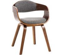 CLP Chaise visiteur Kingston – tissu, coque bois, accoudoirs – Noyer/Gris clair 73 cm