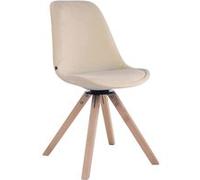 CLP Chaise visiteur Troyes en velours avec piétement Carré en bois de hêtre ou de chêne , Crème/Nature