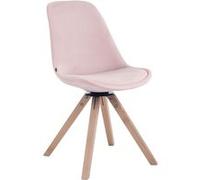Chaise De Salle A Manger Design Retro TROYES en Velours I Chaise Rembourrée I Piétement Bois en Forme Carrée I Assise Pivotante, Couleur:Rose, Couleur du Cadre:Natura