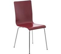 CLP Chaise Visiteur Pepe I Fauteuil Ergonomique avec Assise en Bois I Structure Métallique Stable I Confort Et Style, Couleur:Rouge