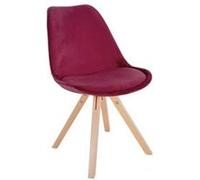 CLP Chaise De Salle A Manger Sofia en Velours I Chaise De Visiteur avec Assise Rembourré I Pieds Bois I Dossier, Couleur:Bordeaux, Couleur du Cadre:Natura (carrée)