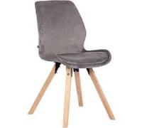 CLP Chaise de salle à manger Luna avec pieds en bois , Gris/Velours