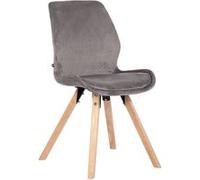 CLP Chaise de salle à manger Luna avec pieds en bois , Gris/Velours