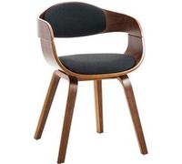CLP Chaise visiteur Kingston en tissu, coque bois, accoudoirs, siège rembourré, Noyer/Noir 73 cm