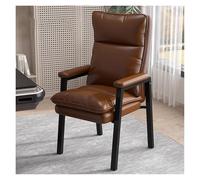 Chaise de conférence élégante et ergonomique en cuir avec accoudoirs rembourrés, siège de bureau élégant, accents marron, parfait pour les salles de réunion et de réception