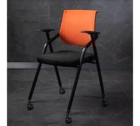 Chaise de conférence ergonomique avec roulettes, chaise de bureau pliable en maille empilable pour la maison, l'école et les salles de formation, fauteuil confortable, léger et portable, orange