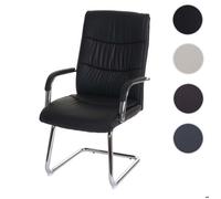 Chaise de conférence HWC-A49, chaise visiteur cantilever, similicuir noir