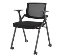 Chaise de conférence pliante portable avec roulettes - Chaise d'entraînement légère noire pour bureau et école pour le personnel, les examens, les événements et les camps - Facile à ranger - Design