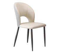 Chaise de cuisine, chaise de salle à manger avec dossier creux et pieds en métal robustes, chaise de salon rembourrée, chaise d'appoint d'appoint du milieu du siècle for salle à manger(Cream-1)