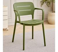 Chaise De Cuisine Moderne en Plastique À Dossier Ajouré Chaises De Salle A Manger Empilable Chaise D'appoint À Dossier Ergonomique Chaises De Jardin pour Pique-niques, Camping(Groen,B)