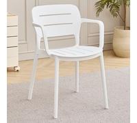 Chaise De Cuisine Moderne en Plastique À Dossier Ajouré Chaises De Salle A Manger Empilable Chaise D'appoint À Dossier Ergonomique Chaises De Jardin pour Pique-niques, Camping(Bianco,B)