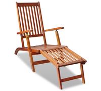 Chaise De Deck Extérieure Et Repose-Pieds Dossier Ajustable 5 Positions Bois D'acacia Solide Multicolore