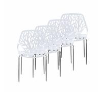 Makika Chaise de Design Siège de Bureau Salle à Manger Salon Style Rembourrée avec Pieds Bois Moderne Unique Scandinave Ensemble de Chaises CALUNA Ensemble de 4 en Blanc
