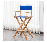 Chaise de directeur de maquillage pliable en bois massif - Portable et haute - Blanc - Outil de beauté professionnel (bleu)