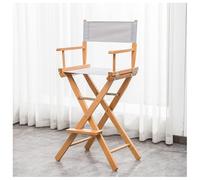Chaise de directeur de maquillage pliable en bois massif - Portable et haute - Outil de beauté professionnel (gris)
