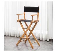 Chaise de directeur de maquillage pliable en bois massif - Portable et haute - Outil de beauté professionnel - Noir
