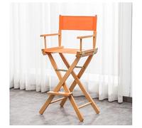 Chaise de directeur de maquillage pliable en bois massif - Portable et haute - Outil de beauté professionnel (orange)