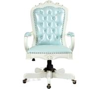 Chaise de direction pivotante en cuir avec hauteur réglable, base en bois, design confortable pour la maison et le bureau